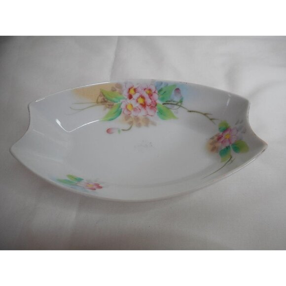 2 Vtg Meito China decorative Nappy Dishes Pink Floral Handpainted Trinket - Picture 2 of 5